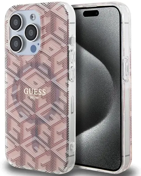 Guess GUHMP15LHGCUSTGP iPhone 15 Pro 6.1" różowy|pink hardcase IML GCube MagSafe
