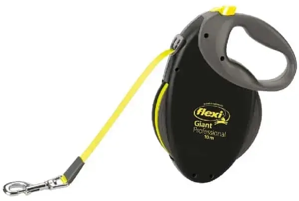 Инерционный поводок для собак : Trixie Flexi GIANT PROFESSIONAL, ленточный поводок, L: 10 м, черный|неоново-желтый