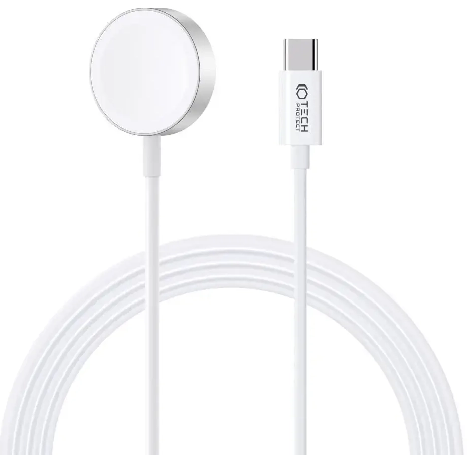 Tech-Protect UltraBoost magnetic inductive charger with USB-C connector for Apple Watch 1.2m - white