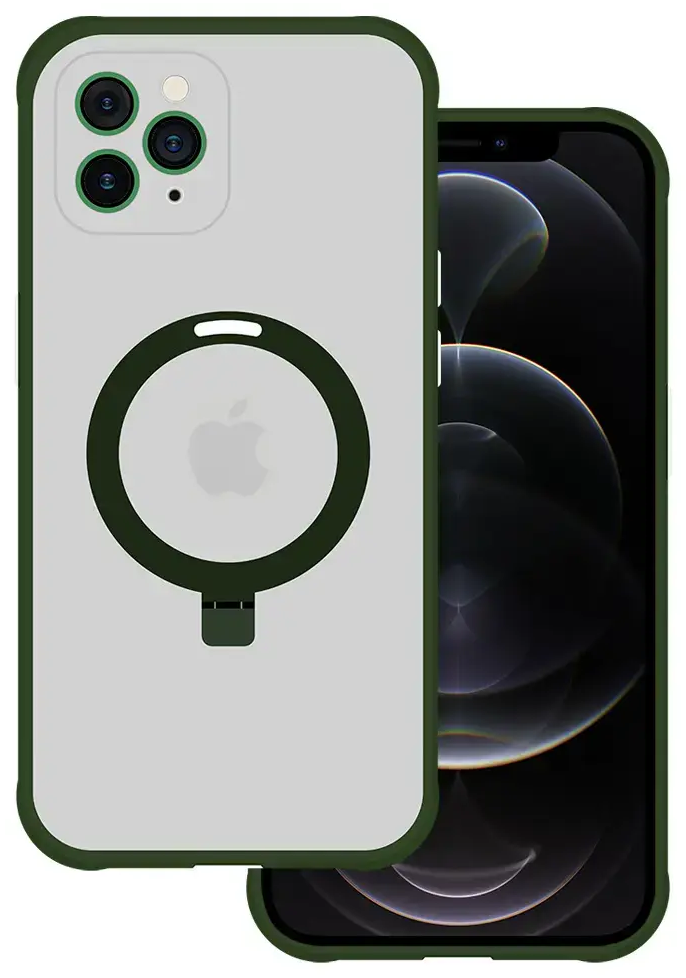 Tel Protect Magical telefono dėklas su stovu ir MagSafe palaikymu iPhone 11 Pro Max žalias