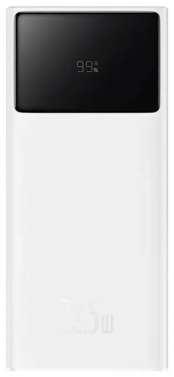 Baseus Star-Lord ārējais akumulators (powerbank) | 20000 mAh | 22.5W | USB-A, USB-C, Micro USB | LED ekrāns | balts