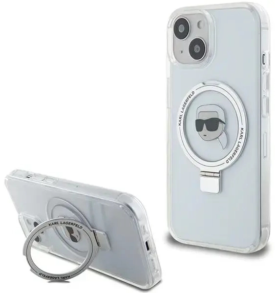 Karl Lagerfeld KLHMP15SHMRSKHH iPhone 15 | 14 | 13 6.1" biały|white hardcase Ring Stand Karl Head MagSafe