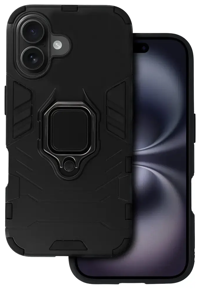 Ring Armor telefono dėklas su stovu iPhone 16 Plus juodas
