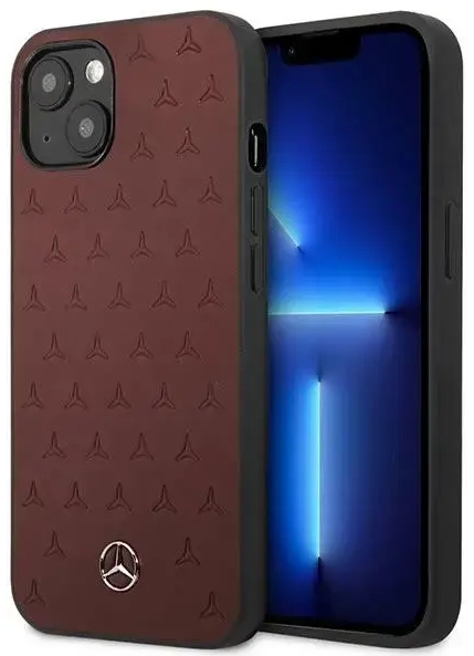 Mercedes MEHCP13SPSQRE iPhone 13 mini 5,4" czerwony|red hardcase Leather Stars Pattern