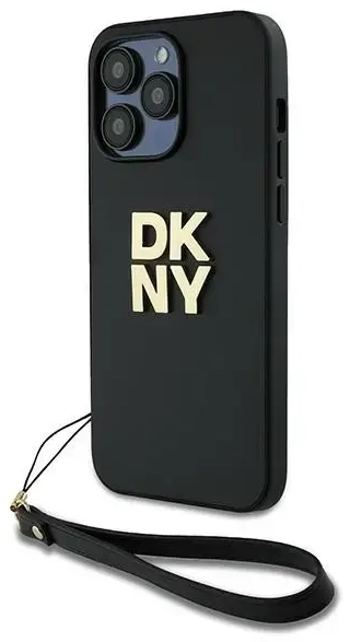 DKNY DKHCP14XPBSWSK iPhone 14 Pro Max 6.7" czarny|black hardcase Wrist Strap Stock Logo