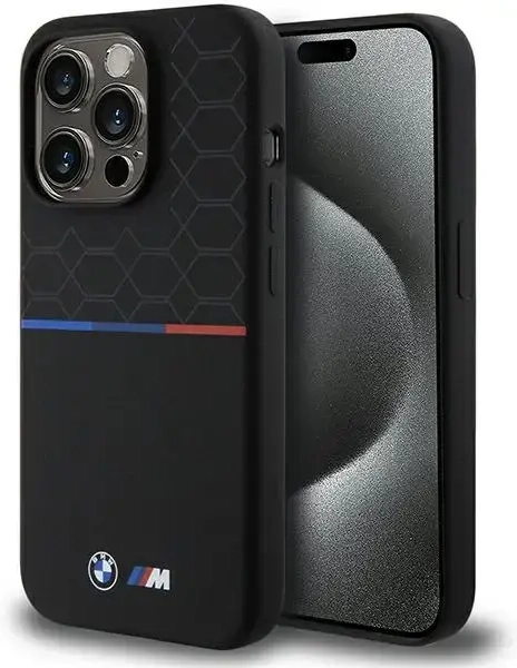 BMW BMHMP15L22SMPK iPhone 15 Pro 6.1" czarny|black hardcase M Silicone Pattern MagSafe
