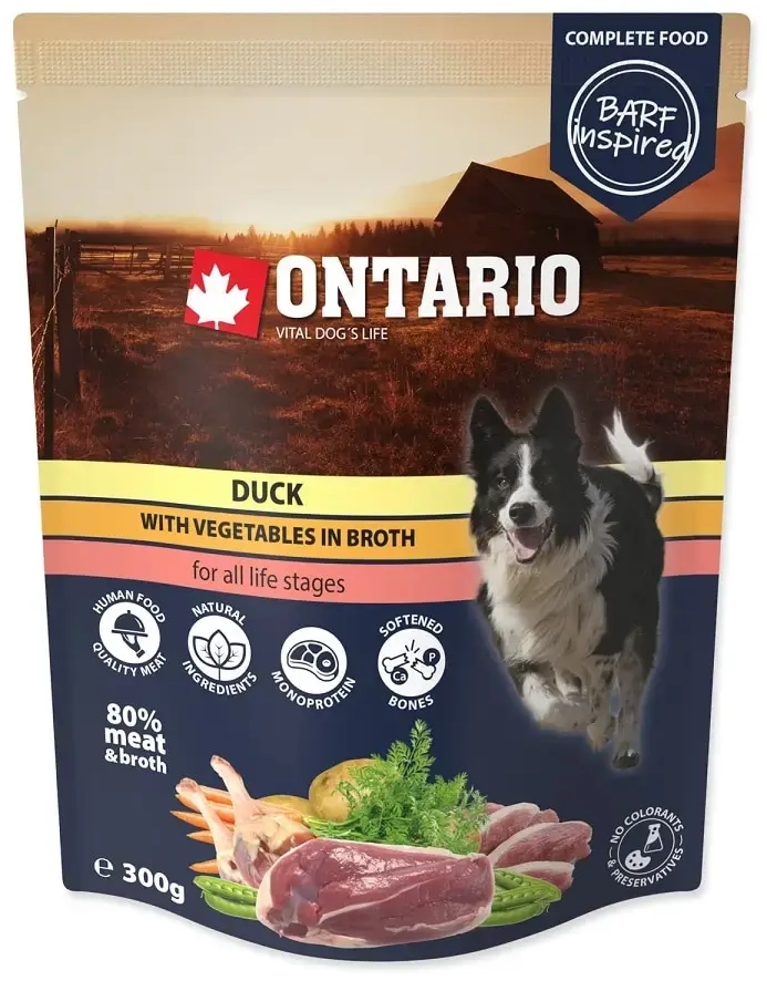 Konservi suņiem : Ontario Dog Duck with vegetables in broth, 300 g