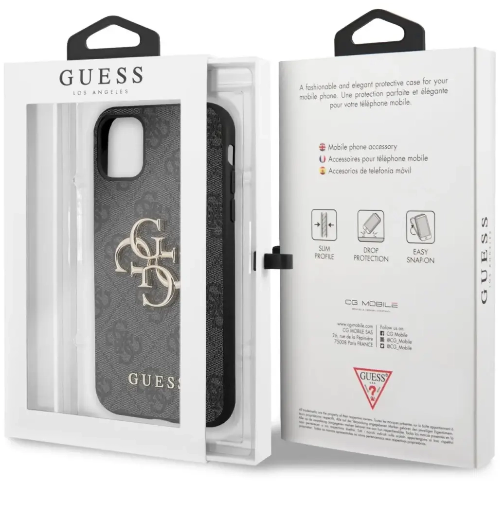 GUHCN614GMGGR Guess PU 4G Metal Logo Case for iPhone 11 Grey