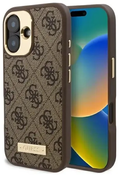GuessGUHMP16MU4GPRW iPhone 16 Plus 6.7" brązowy|brown hardcase 4G Logo Plate MagSafe