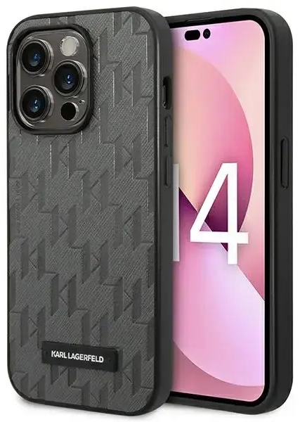 Karl Lagerfeld KLHCP14XSAKLHPG iPhone 14 Pro Max 6,7" hardcase szary|grey Saffiano Mono Metal Logo