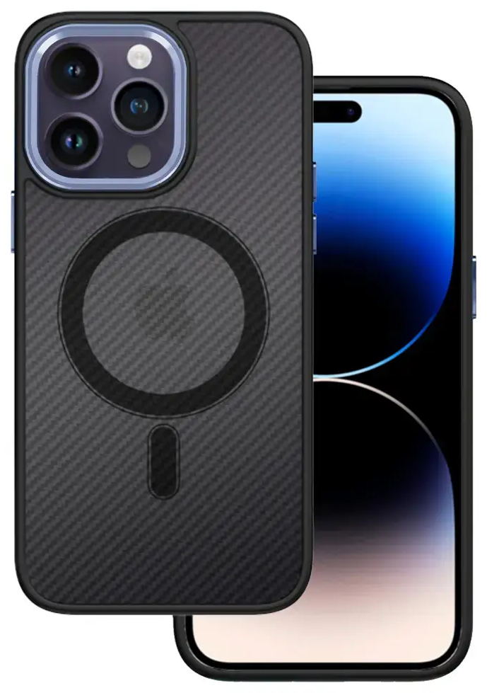 Tel Protect Magnetic Carbon maciņš ar MagSafe atbalstu telefonam iPhone 15 Plus melns violets