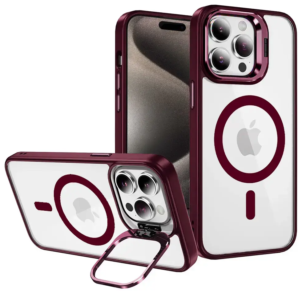 Tel Protect Kickstand phone case with stand and MagSafe support for iPhone 11 red