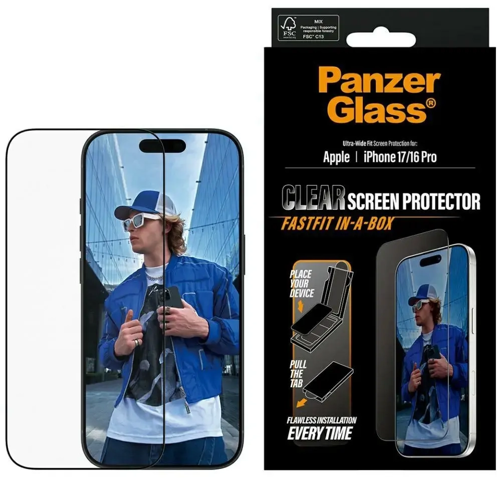 PanzerGlass Ultra-Wide Fit Fastfit Tempered Glass for iPhone 17 | 16 Pro