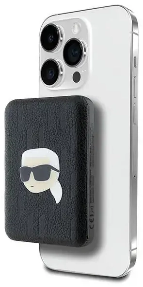Karl Lagerfeld KLPB5FPGKSKIHK Karl Head Pin ārējais akumulators (powerbank) | 5000 mAh | 16W | MagSafe | melns