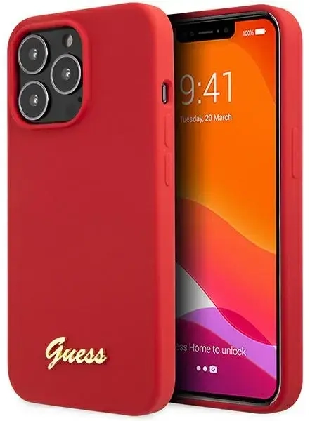Guess GUHCP13XLSLMGRE iPhone 13 Pro Max 6.7" czerwony|burgundy hard case Silicone Vintage Gold Logo