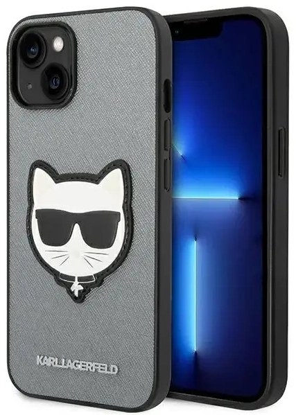 Karl Lagerfeld KLHCP14MSAPCHG iPhone 14 Plus 6,7" hardcase srebrny|silver Saffiano Choupette Head Patch