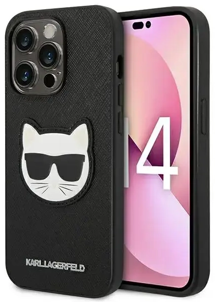 Karl Lagerfeld PU Saffiano Choupette Head Case for iPhone 14 Pro Max Black