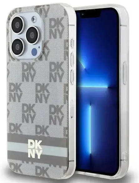 DKNY DKHMP13XHCPTSE iPhone 13 Pro Max 6.7" beżowy|beige hardcase IML Checkered Mono Pattern & Printed Stripes MagSafe