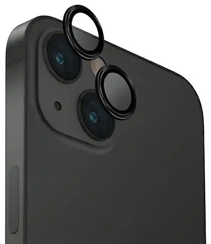 Uniq Optix Glass Aluminum Camera Lens Protector for iPhone 15 | 15 Plus Camera Lens with Applicator - Black