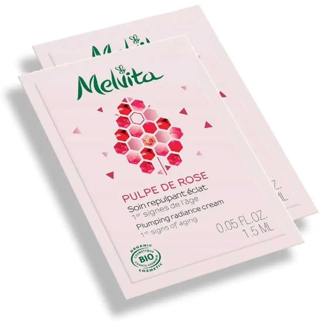 Melvita, Pulpe De Rose, ekologiškas senėjimą stabdantis dieninis ir naktinis kremas, veidui ir kaklui, 1,5 ml *Mėginys