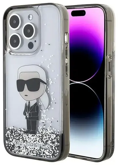Karl Lagerfeld KLHCP15LLKKNSK iPhone 15 Pro 6.1" transparent hardcase Liquid Glitter Ikonik