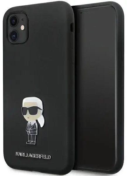 Karl Lagerfeld KLHCN61SMHKNPK case for iPhone 11 | Xr - black Silicone Ikonik Metal Pin