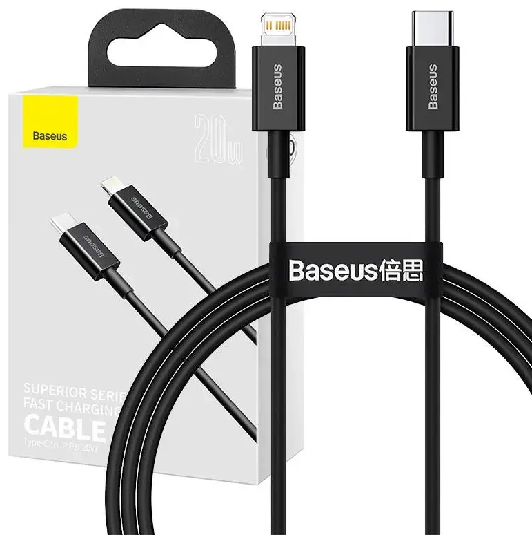 Baseus Superior Series data transfer and charging cable | USB-C to Lightning | 20W | 1m | black