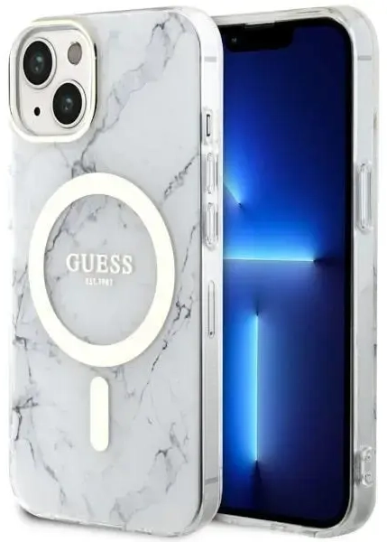 Guess GUHMP14SPCUMAH iPhone 14 6.1" white|white hardcase Marble MagSafe
