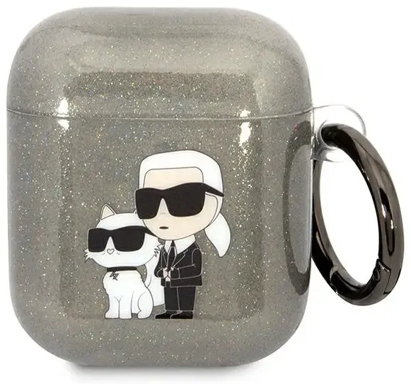 Karl Lagerfeld KLA2HNKCTGK Airpods 1|2 cover czarny|black Glitter Karl&Choupette