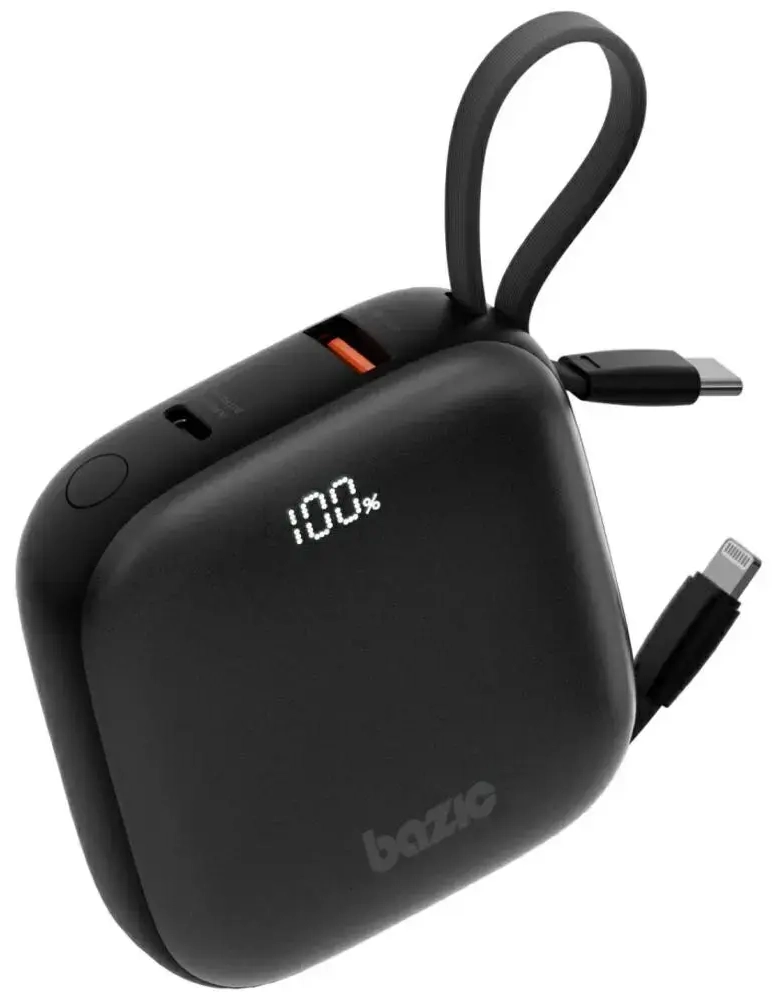 Bazic 4 in 1 Bazic Fusion väline aku (powerbank) | 10000 mAh | 22.5W | USB-C, Lightning, USB-A | LED ekraan | must