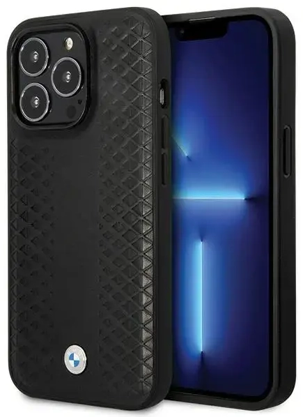 BMW BMHCP14L22RFGK iPhone 14 Pro 6.1" czarny|black Leather Diamond Pattern