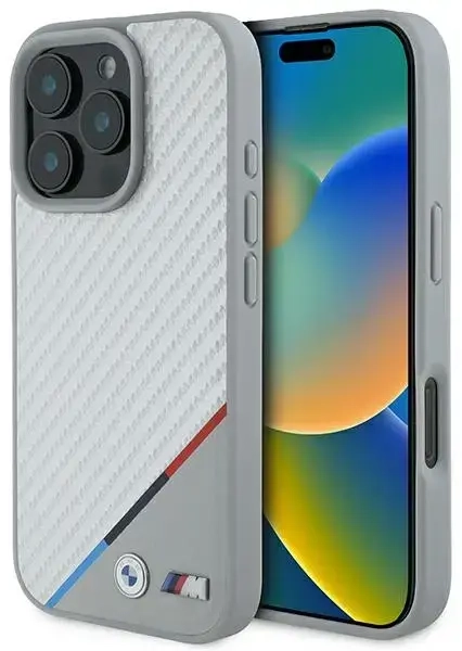 BMW BMHMP16L23PUDTS iPhone 16 Pro 6.3" szary|grey hardcase M Carbon Tricolor Line MagSafe