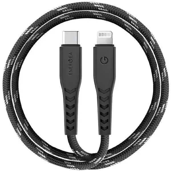 Energea Nyloflex andmeedastus- ja laadimiskaabel | MFI | USB-C – Lightning | 15W | 1.5m | must