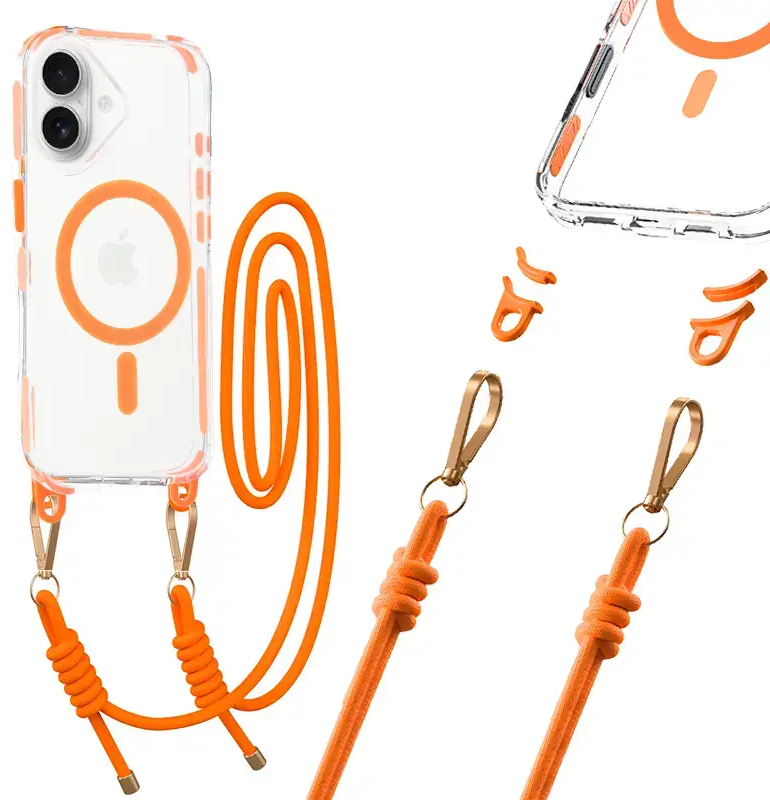 Tel Protect Strap Clear чехол для телефона iPhone 17 оранжевый
