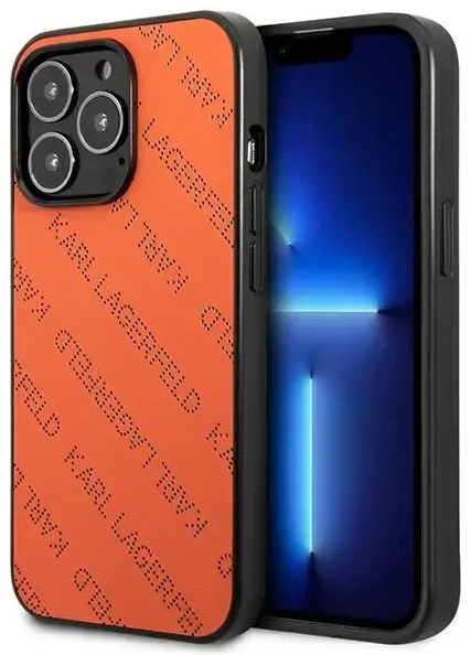 Karl Lagerfeld KLHCP13XPTLO iPhone 13 Pro Max 6,7" hardcase pomarańczowy|orange Perforated Allover