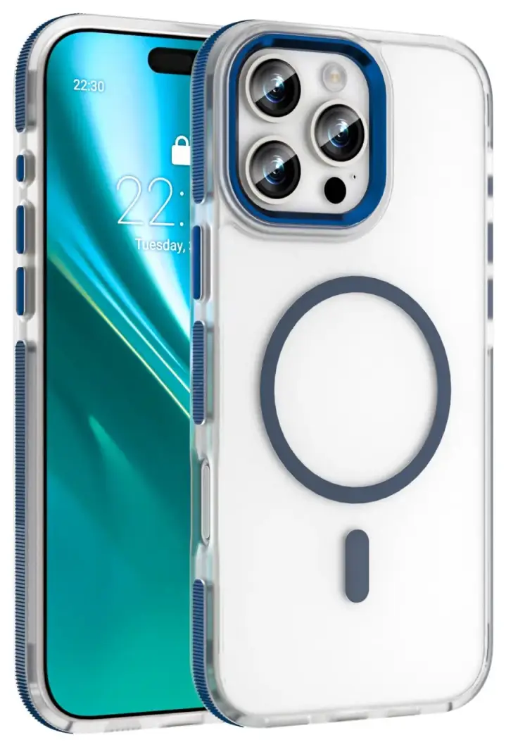 Etteri Icy Mag phone case with MagSafe support for iPhone 16 Pro Max blue