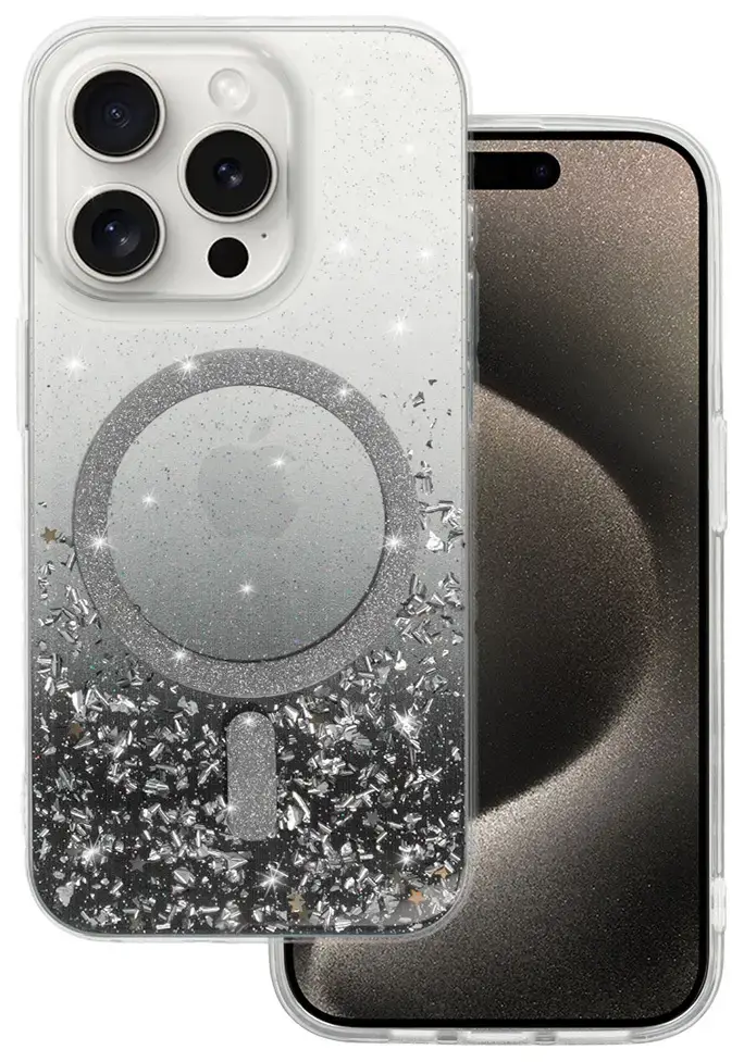 Tel Protect Moonlite maciņš ar MagSafe atbalstu telefonam iPhone 16 Pro melns caurspīdīgs