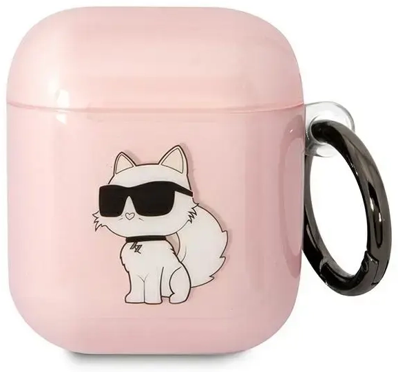 Karl Lagerfeld KLA2HNCHTCP Airpods 1|2 cover różowy|pink Ikonik Choupette