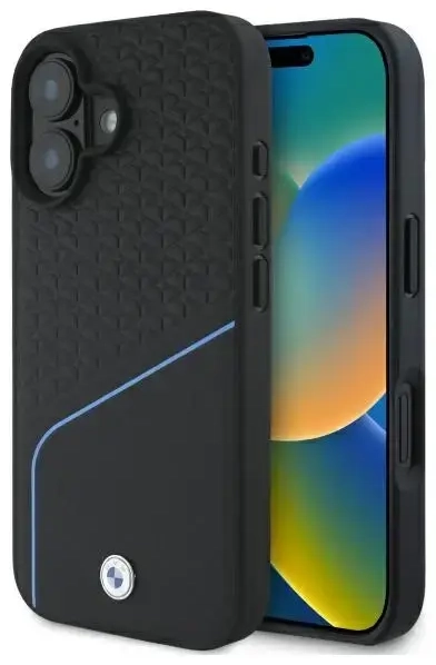 BMW BMHMP16S23RDCLK iPhone 16 6.1"        czarny|black hardcase Sign Leather Textured And Line MagSafe