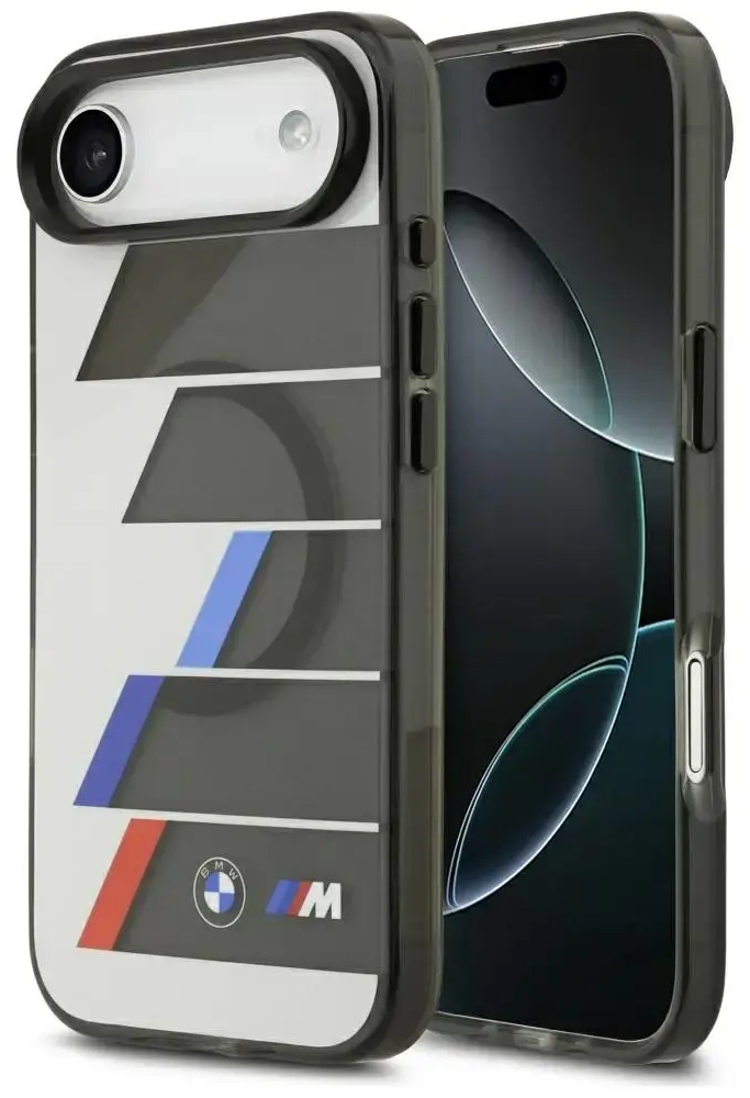 BMW M IML Metal Buttons Tricolor Lines MagSafe case for iPhone Air anthracite