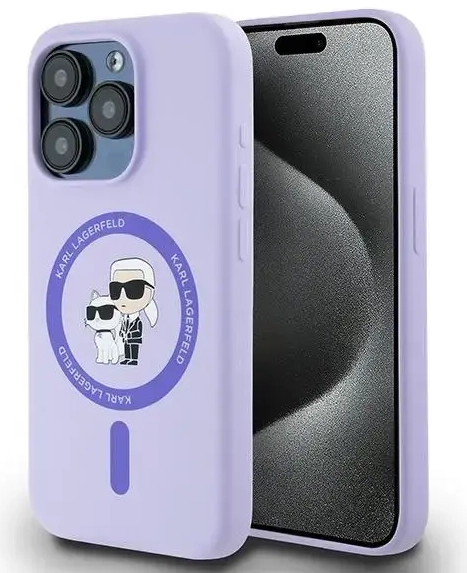 Karl Lagerfeld KLHMP15LSCMKCRHU iPhone 15 Pro 6.1" fioletowy|purple hardcase Silicone KC Heads Ring MagSafe