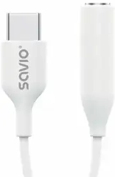 Savio USB-C Male - 3.5 mm Female White