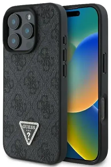 Guess case for iPhone 16 Pro Max 6,9" GUHCP16XP4TDPK Leather 4G Triangle Strass black MagSafe