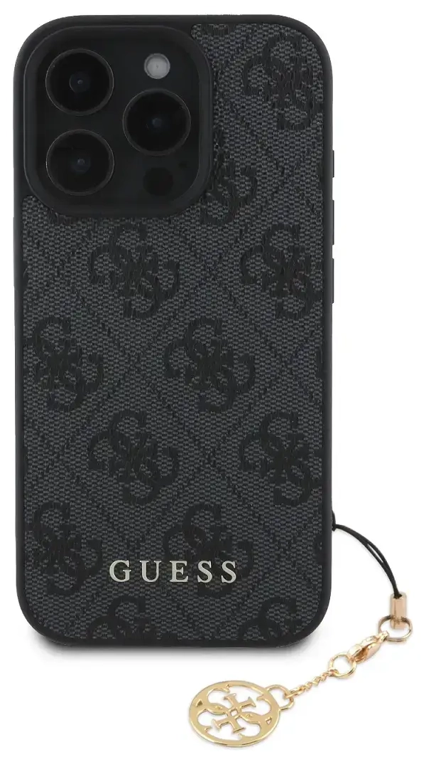 Guess 4G Charm Case for iPhone 16 Pro Max Tone on Tone Grey
