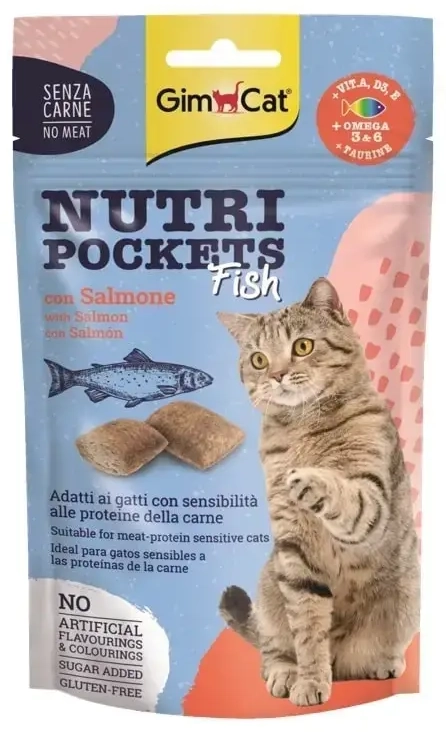 Cat treats : Gimborn Nutri Pockets with Fish and Salmon 60g.