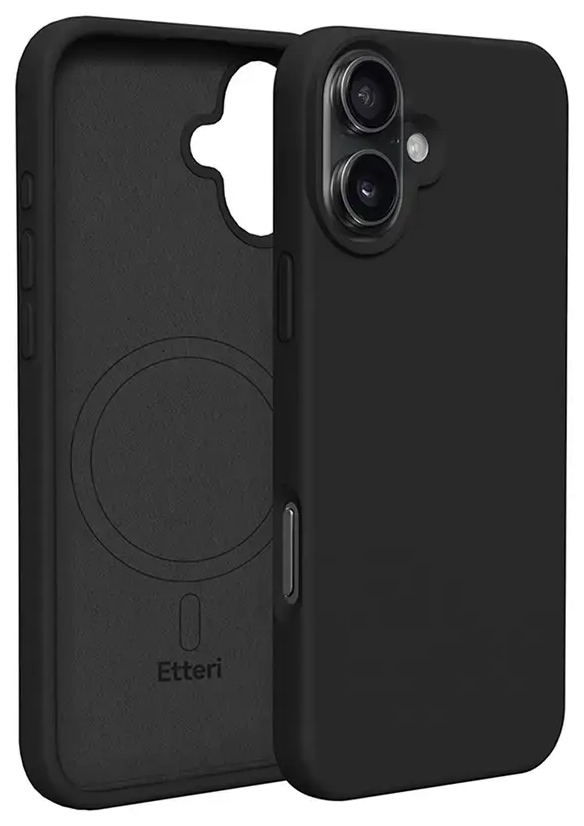 Etteri Silicone maciņš ar MagSafe atbalstu telefonam iPhone 17 Pro Max melns