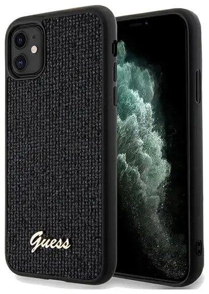 Guess GUHCN61PMSDGSK iPhone 11 | Xr 6.1" czarny|black hardcase Disco Metal Script