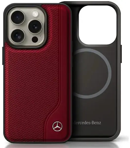 Mercedes MEHMP16L23RBGVR iPhone 16 Pro  6.3" czerwony|red hardcase MB Wood Imitation Leather MagSafe