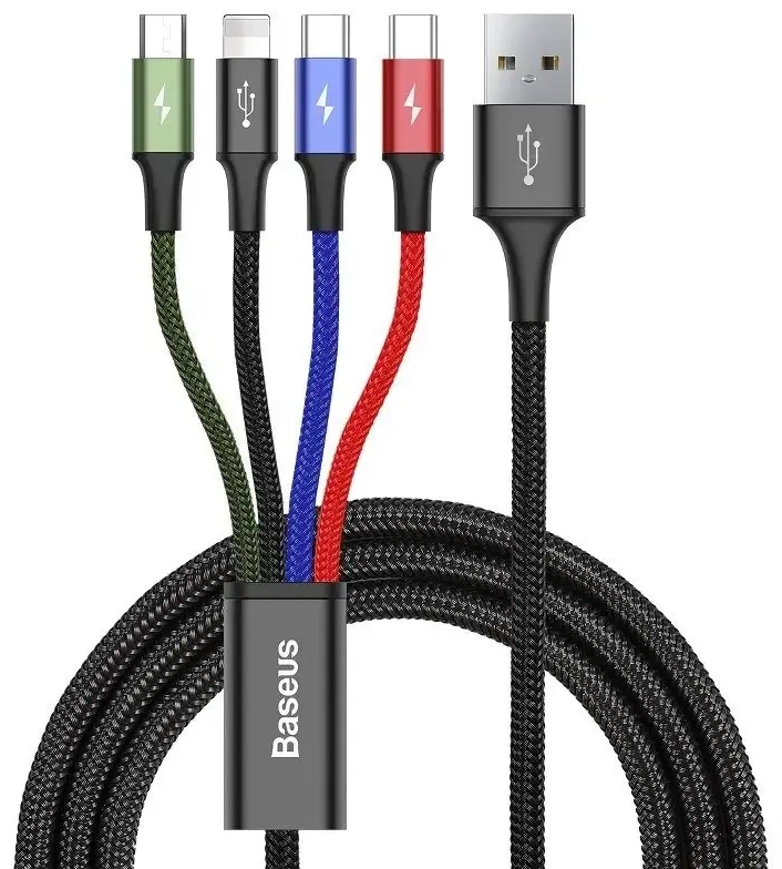 Baseus andmeedastus- ja laadimiskaabel | USB-A kuni USB-C, Lightning, Micro USB | 18W | 1.2m | must