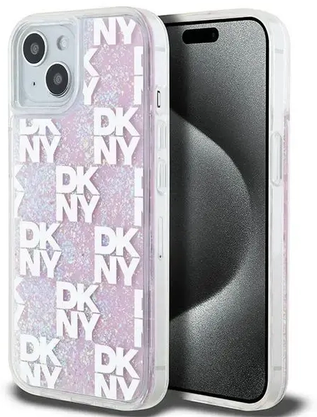 DKNY Liquid Glitter Multilogo case for iPhone 15 | 14 | 13 - pink